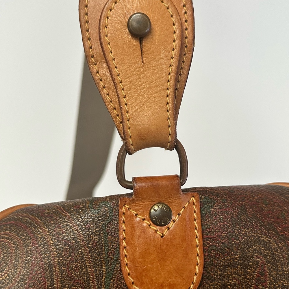 ETRO Milano Paisley Large Weekender Travel Duffel Bag with Crossbody Strap - Picture 9 of 14